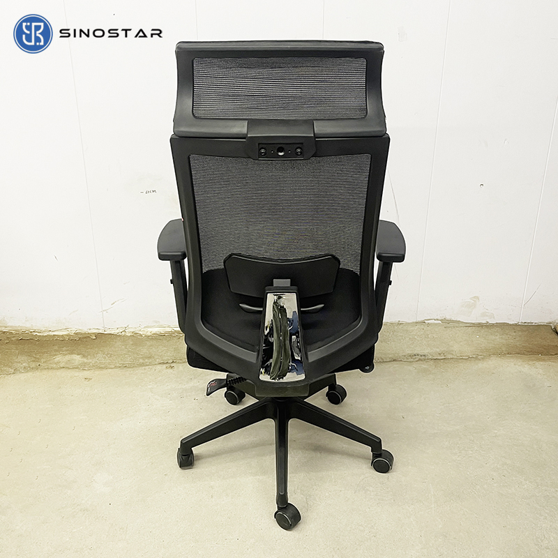 Modern Executive Office Seating with Adjustable Headrest and Contoured Mesh Upholstery