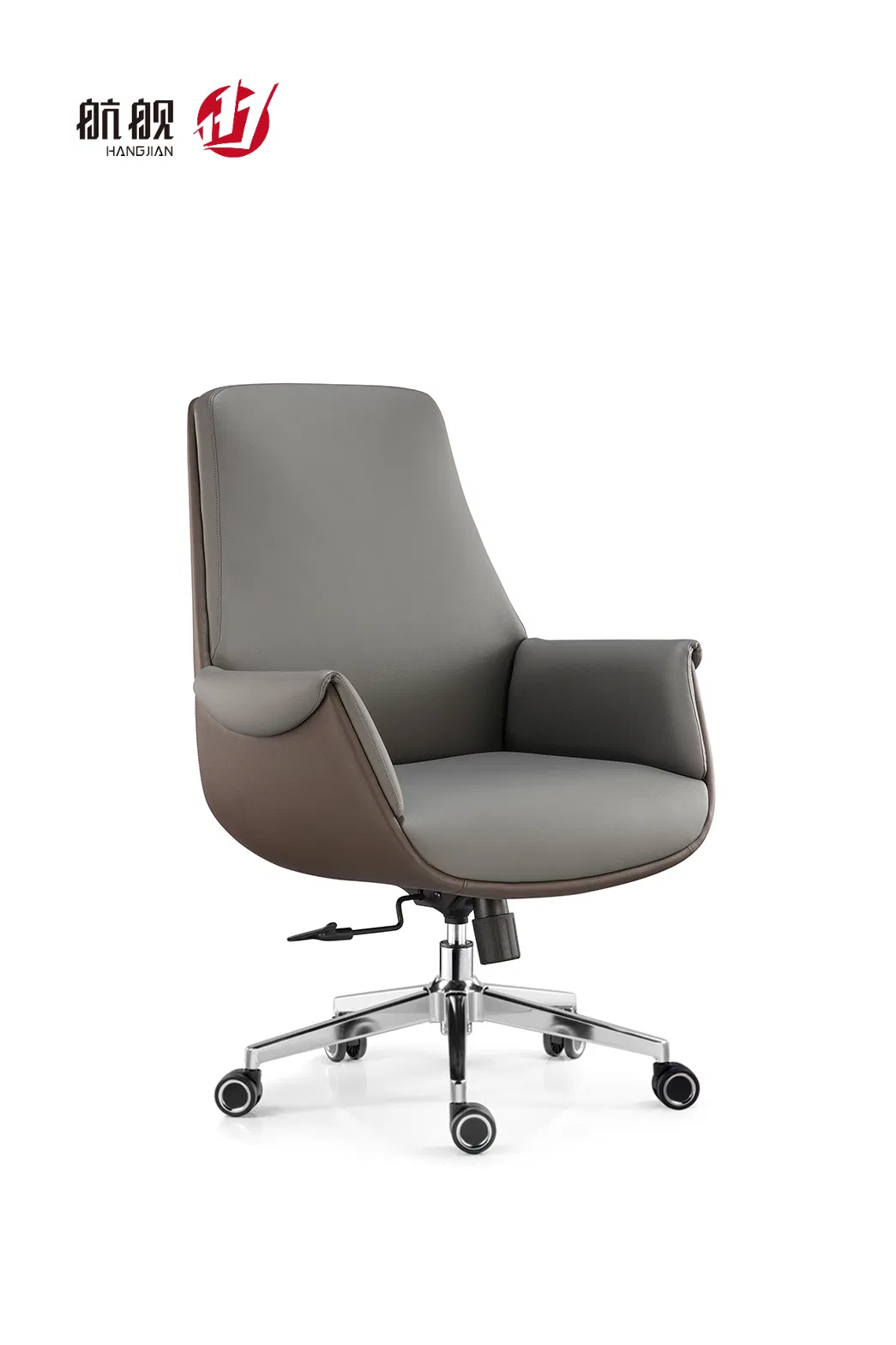 Boardroom Modern Furniture Leather Wheel Swivel Visitor Office Chair with Metal Base
