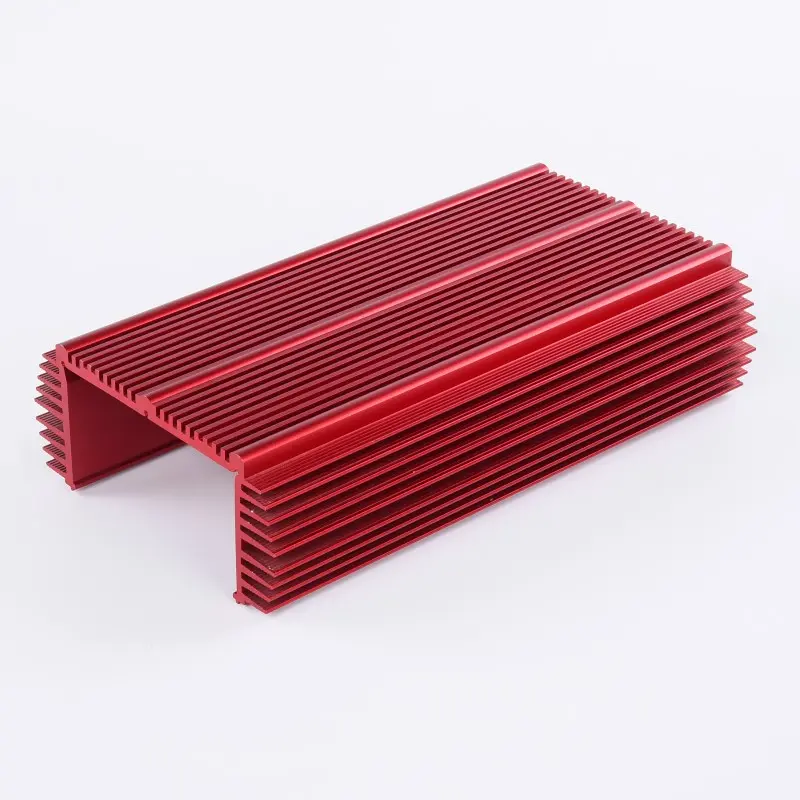 OEM Heat dissipating cover of amplifier in 6063-T5 alloy with sandblasting & red anodizing Pricelist, Products