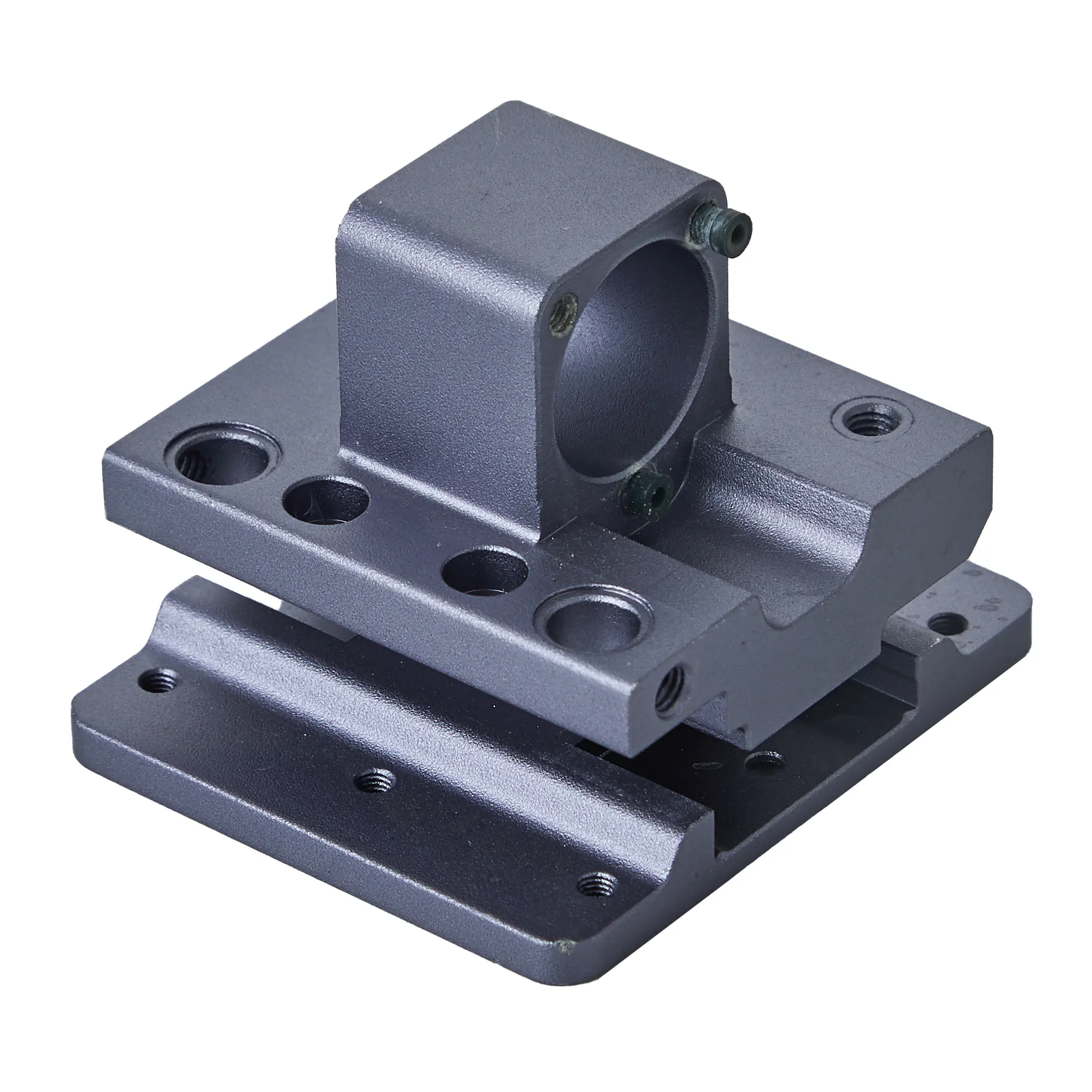 High-Quality Aluminum CNC part for base of axis holder in house-hold printing machine in 6063-T5 alloy with sandblasting & sky grey anodizing Manufacturer, Suppliers