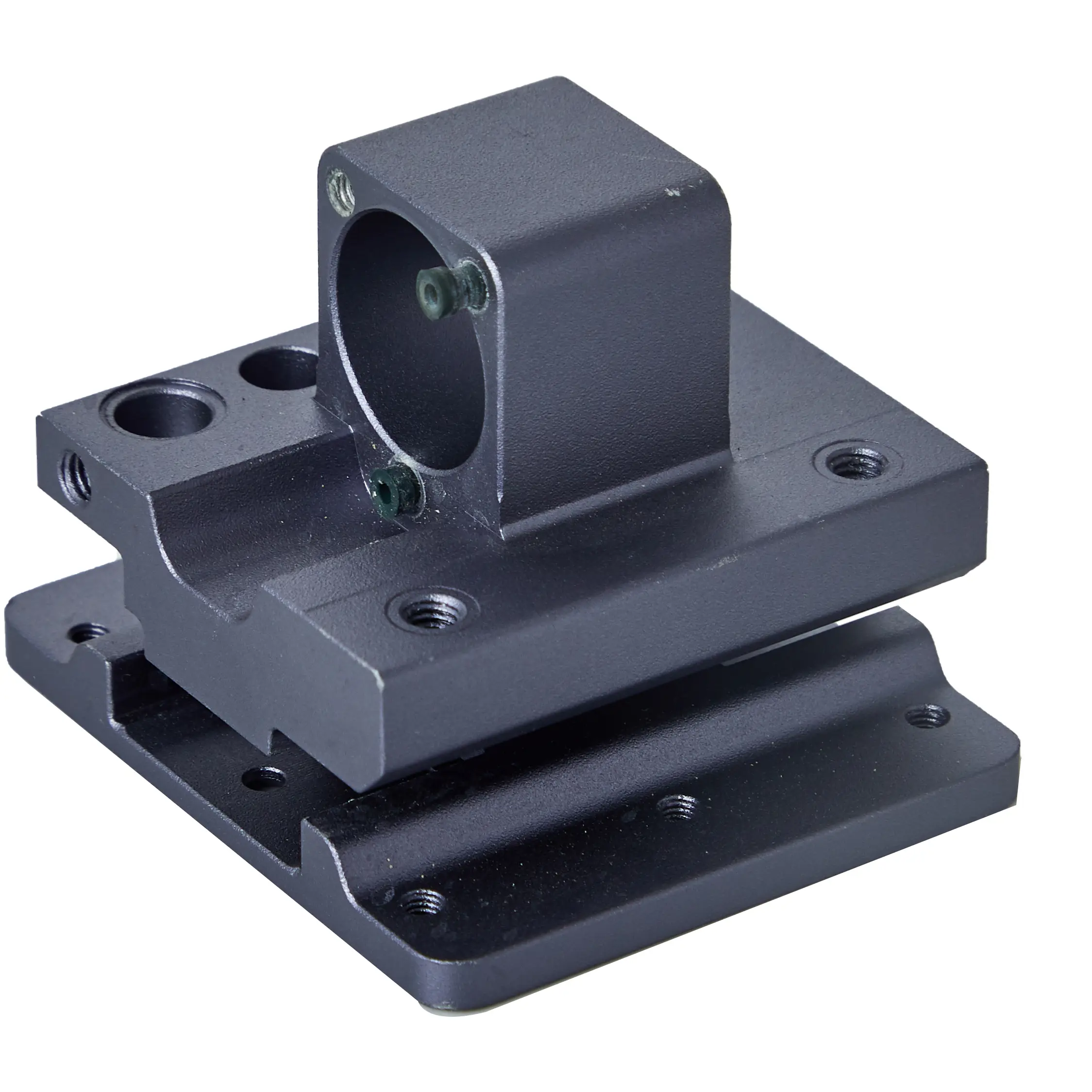 High-Quality Aluminum CNC part for base of axis holder in house-hold printing machine in 6063-T5 alloy with sandblasting & sky grey anodizing Manufacturer, Suppliers