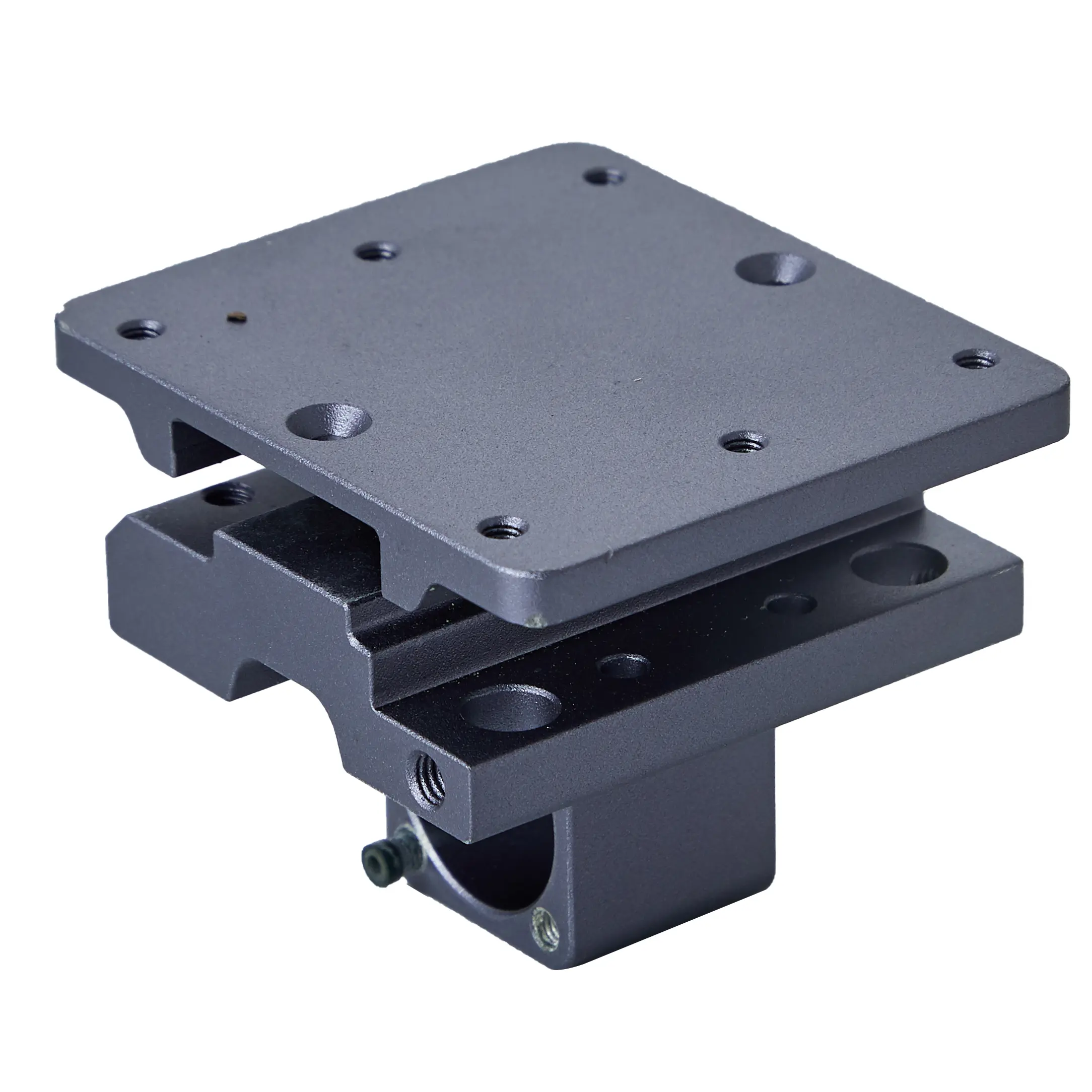 High-Quality Aluminum CNC part for base of axis holder in house-hold printing machine in 6063-T5 alloy with sandblasting & sky grey anodizing Manufacturer, Suppliers