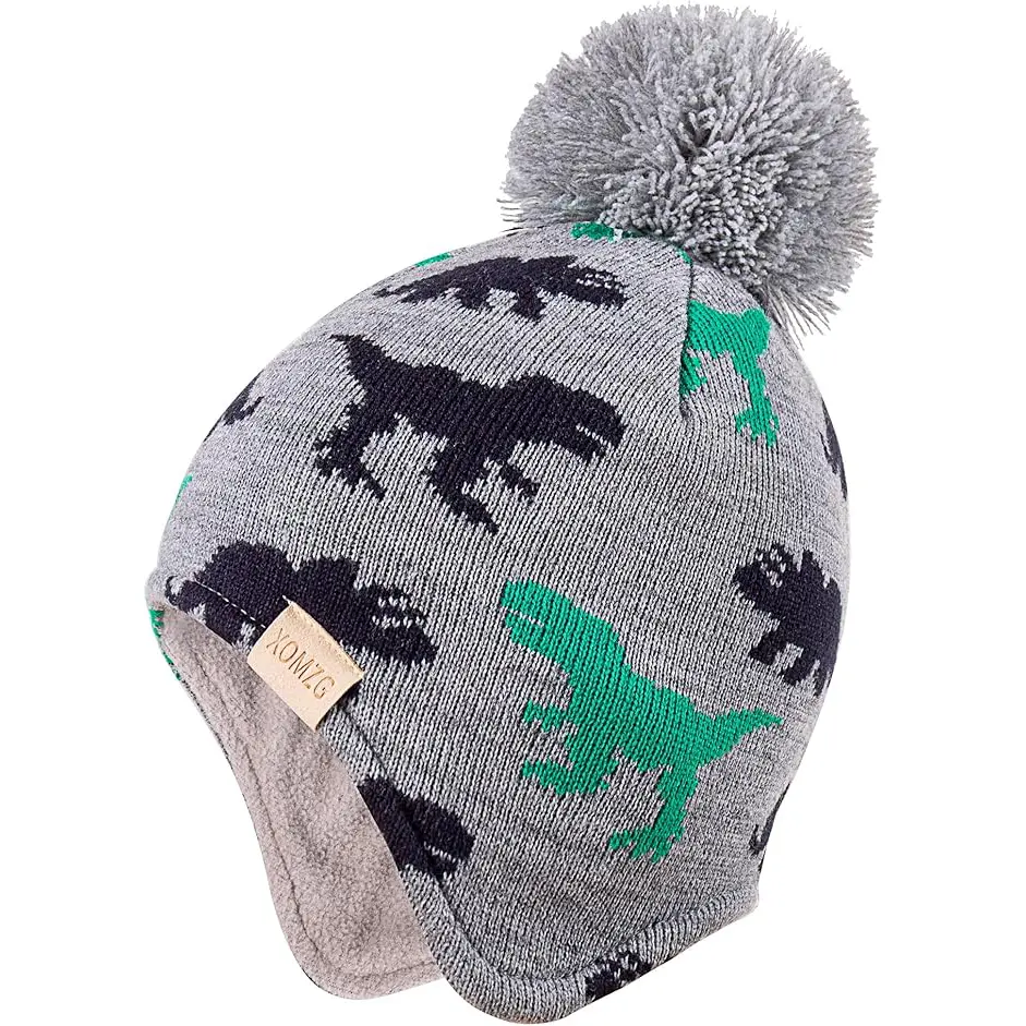 Beanie Knit Hats for Toddlers with Earflap Fleece Lined Hat (3)