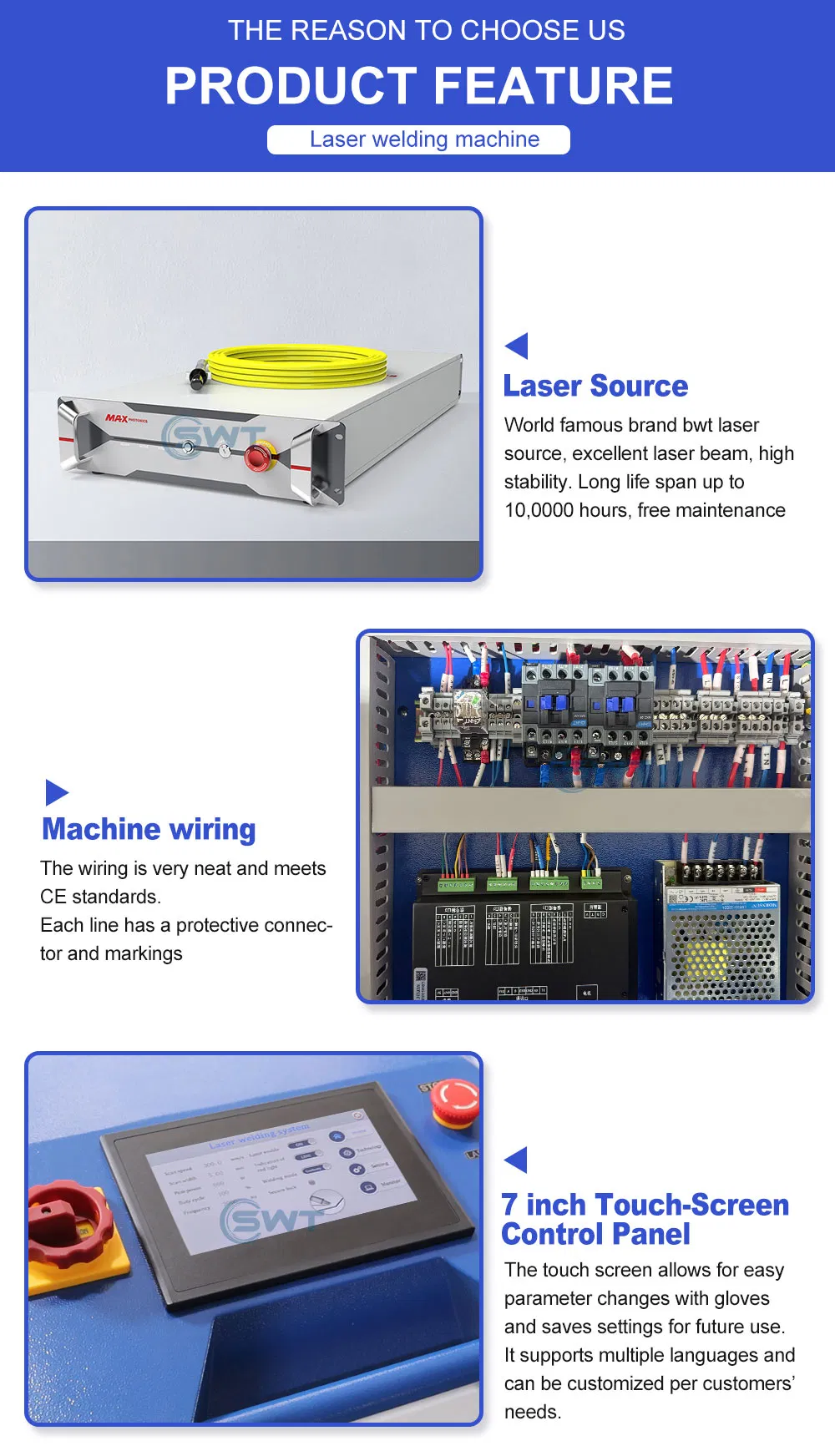 Swt Laser 1000W 1500W 2000W Super Handheld Portable Stainless Spot Fiber Laser Welding Machine System