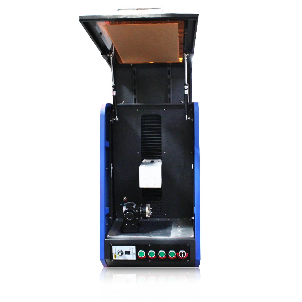 Enclosed 50W Small Jewelry Ring Bracelet Fiber Laser Marking and Engraving Machine with Rotary