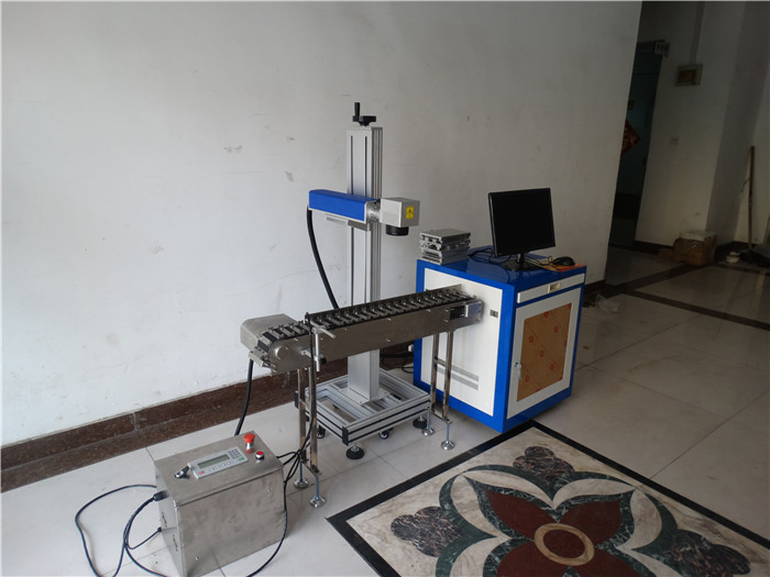 High Precision Flying Fiber Laser Marking System with Conveyor Device