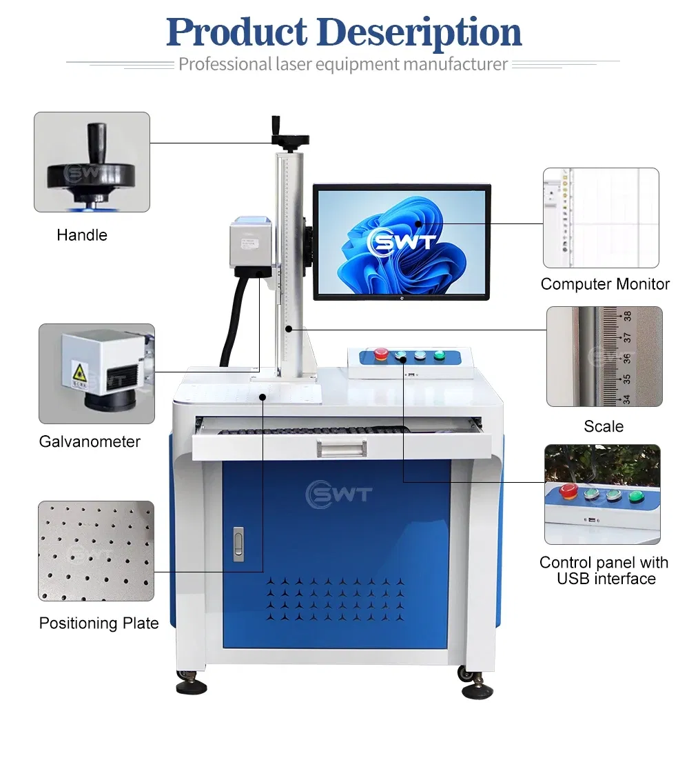 Swt Jpt Mopa Laser Marking Machine 100W 50W 30W Auto Focus 2.5D 3D Fiber Laser Engraving Machine for Jewelry Firearm Tumbler Mug