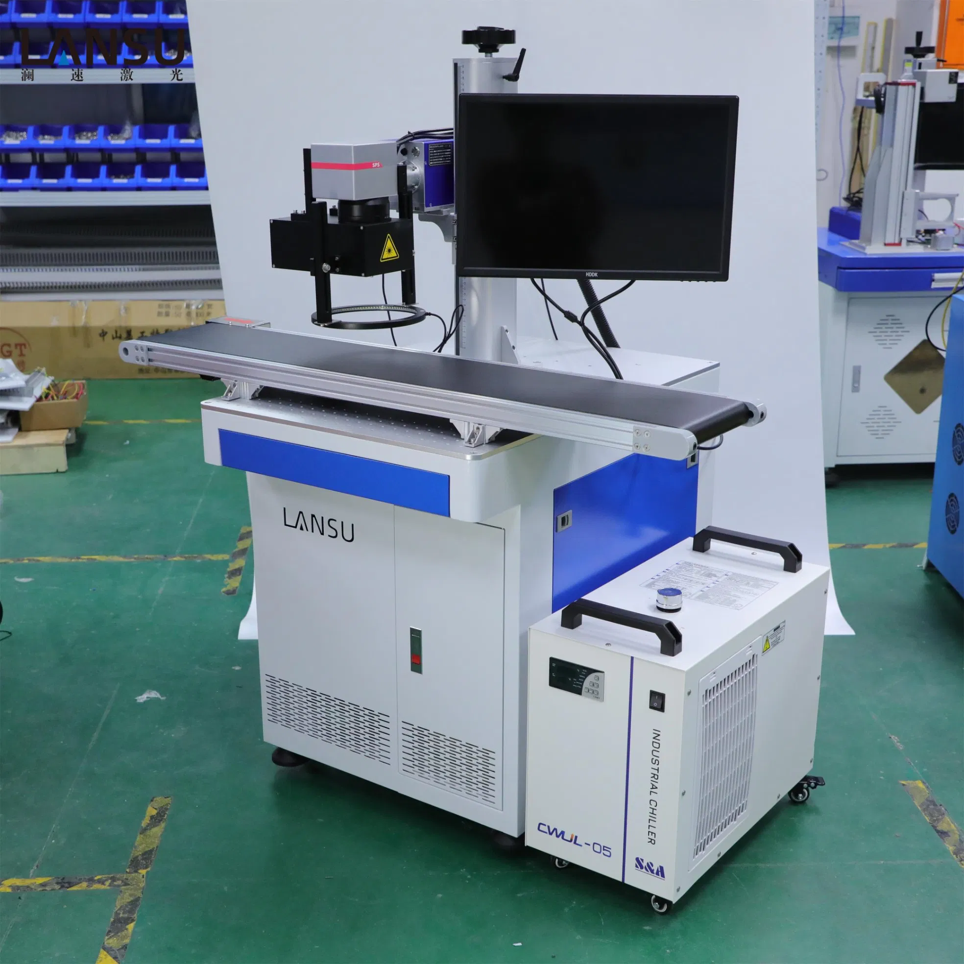 15W Automatic Identification Fiber Vision Conveyor Laser Marking Equipment
