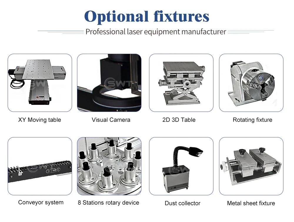 Swt Jpt Mopa Laser Marking Machine 100W 50W 30W Auto Focus 2.5D 3D Fiber Laser Engraving Machine for Jewelry Firearm Tumbler Mug