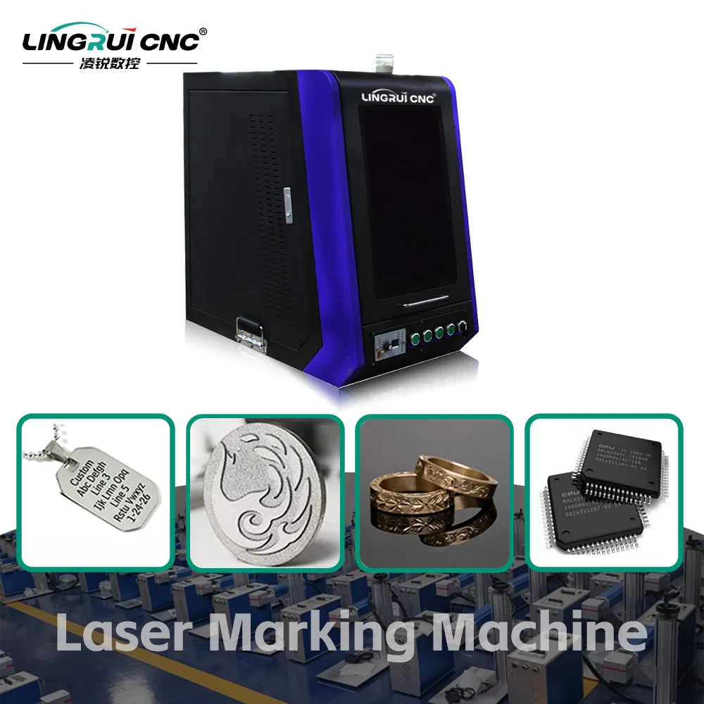 Enclosed 50W Small Jewelry Ring Bracelet Fiber Laser Marking and Engraving Machine with Rotary