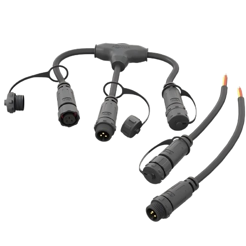 Lighting and Control System Power Wiring Male Female Plastic Molding 2pin Waterproof T Type Connector for LED Light