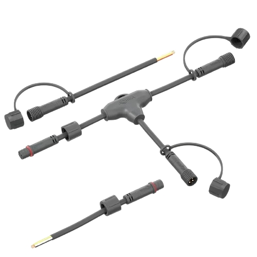 Lighting and Control System Power Wiring Male Female Plastic Molding 2pin Waterproof T Type Connector for LED Light