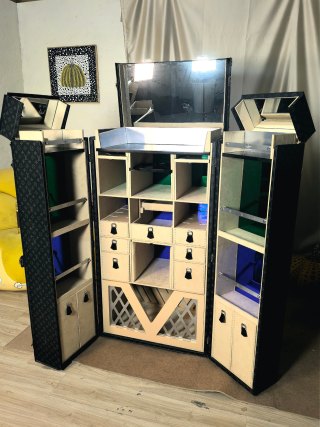 Wholesale Luxury Monogram Party Trunk Bar Cabinet--Monogram Party Trunk Bar Cabinet with Custom Beige Lining Manufacturer, Factories