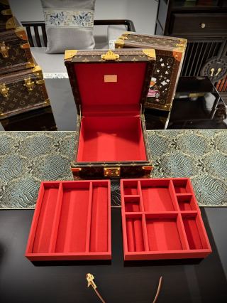 High-Quality Louis Vuitton Style Hand-Painted Cartoon Themed Hard Case Jewelry Box, Luxury Velvet Lined Storage Trunk Multi-Compartment Jewelry Organizer Factory, Exporters