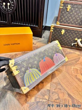 Wholesale Kusama Pumpkin LV Style Monogram Hard Case Watch Box, Blue Velvet Multi-Compartment Storage Trunk Suppliers, Service