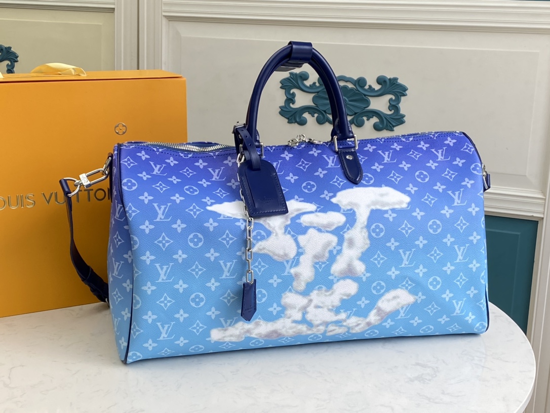 Famous LV Blue Sky White Cloud Travel Bag Keepall Bandouli ère 50 Travel Bag Factories, Service