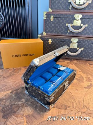China Top Grade Replica LV 8-Slot Watch Box - Classic Monogram Canvas with Blue Velvet Lining, Pop-Up Lock Manufacturer, Manufacturers
