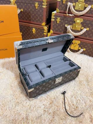 China LV Style Monogram Hard Case Multi-Compartment Accessory Storage Box, Velvet Lined Trunk Product, Service