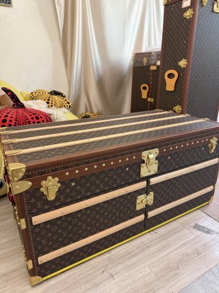 China Classic Monogram Double Door Coffee Table Trunk Luxury Storage Furniture Manufacturer, Factory