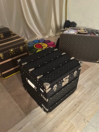 High-Quality Black Monogram 2-Drawer Side Table Trunk Style Nightstand  Suppliers, Exporters