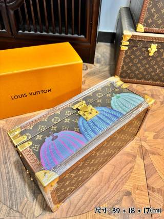 Wholesale Kusama Pumpkin LV Style Monogram Hard Case Watch Box, Blue Velvet Multi-Compartment Storage Trunk Suppliers, Service