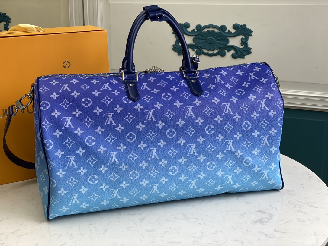 Famous LV Blue Sky White Cloud Travel Bag Keepall Bandouli ère 50 Travel Bag Factories, Service