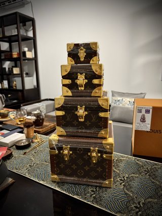 Famous 4pcs Stackable Mini Trunk Set | LV Style Nesting Russian Doll Jewelry Box, Luxury Home Decor for Elegant Collectors Factories, Products