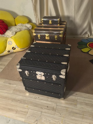 High-Quality Black Monogram 2-Drawer Side Table Trunk Style Nightstand  Suppliers, Exporters