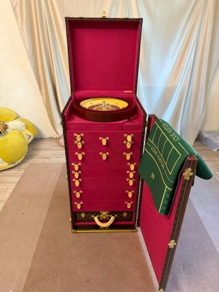 Famous LV-Style Monogram Roulette & Poker Trunk | Custom Gaming Storage Cabinet Manufacturers, Supplier