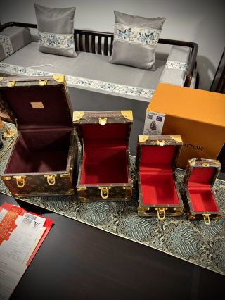 Famous 4pcs Stackable Mini Trunk Set | LV Style Nesting Russian Doll Jewelry Box, Luxury Home Decor for Elegant Collectors Factories, Products