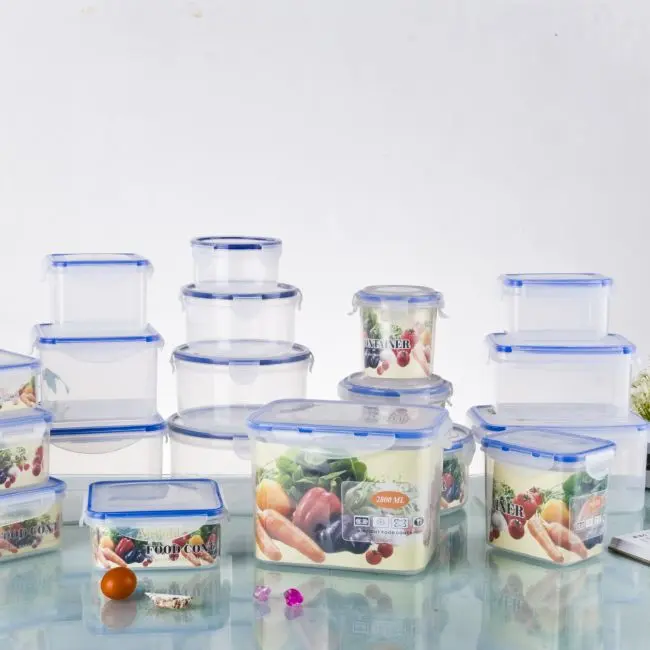 Transparent food storage plastic food container