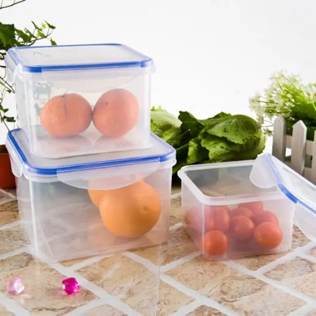 Transparent food storage plastic food container