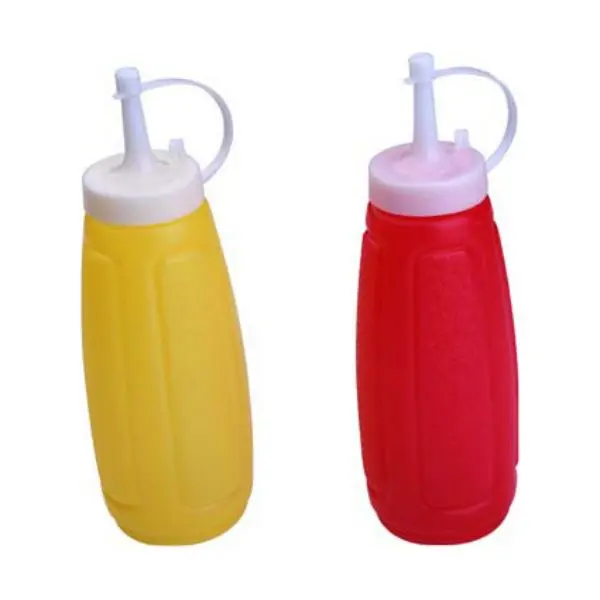 Plastic ketchup and mustard bottles