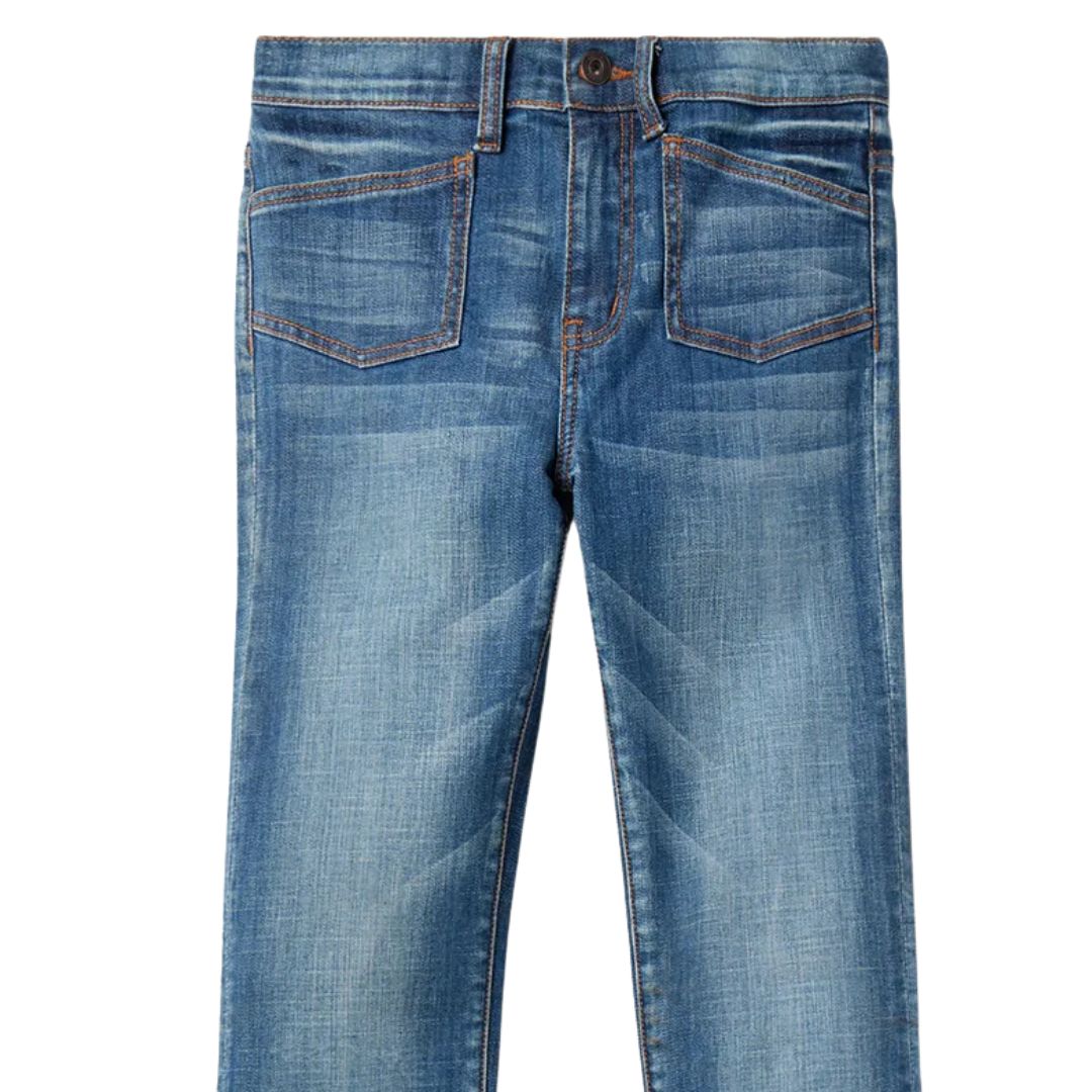 Comfortable Stylish Women's High Rise Flare Jeans Blue Stretch Denim Slim Fit Bootcut 5-Pocket Western Yoke Casual 5-Pocket