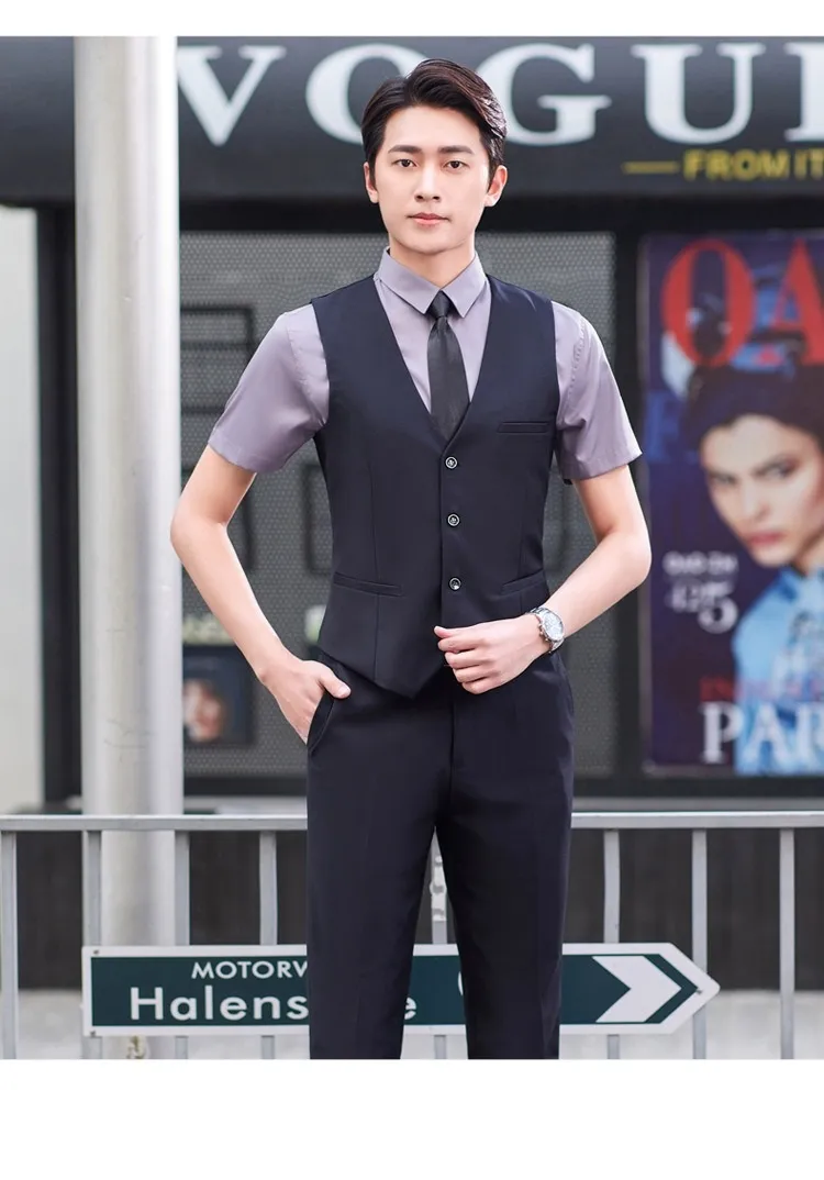 Waistcoat Formal Style Billiard Vest Hotel Staff Uniform Billiard Club Service Workwear with Logo Embroidery