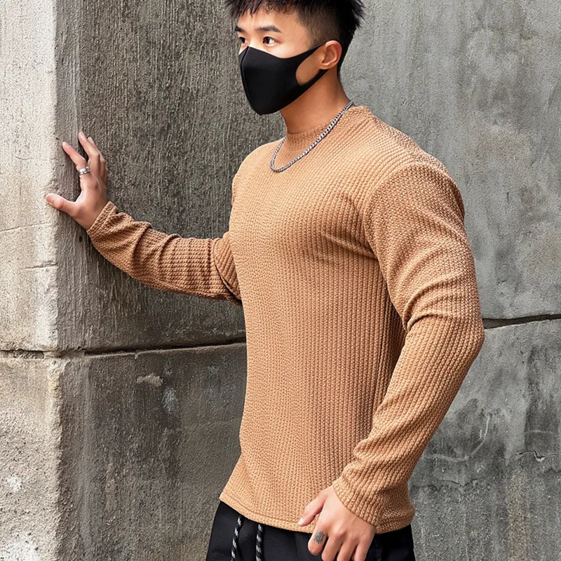 Custom Designer O-Neck Casual Men Loose Knitted Pullover Sweater Fitness Clothes