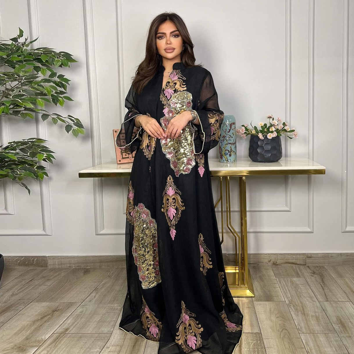 Hot Selling Linned Woman Borka Muslim Dress Arabic Malaysian Muslim Women's Robe Dress