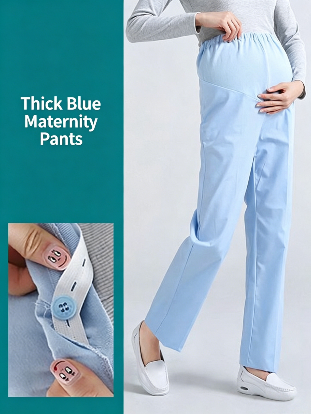 Thickened Adjustable Waistband Lightweight Breathable Medical Apparel Nurses Maternity Hospital Wear Pregnancy Nursing Trousers