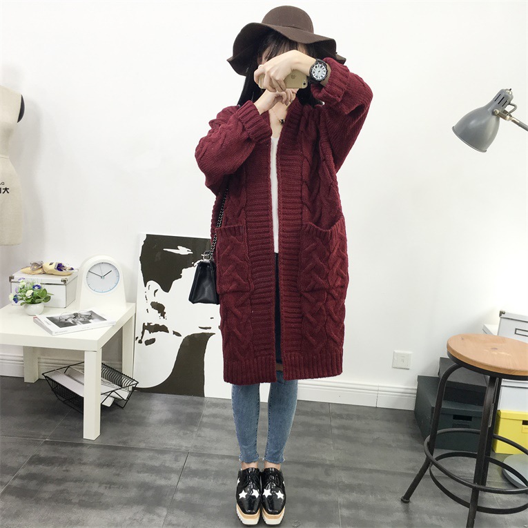 PASUXI Women's Winter Solid Color Twist Knitted Cardigan Fashion Casual Warm Knitwear Coat Tops for Women
