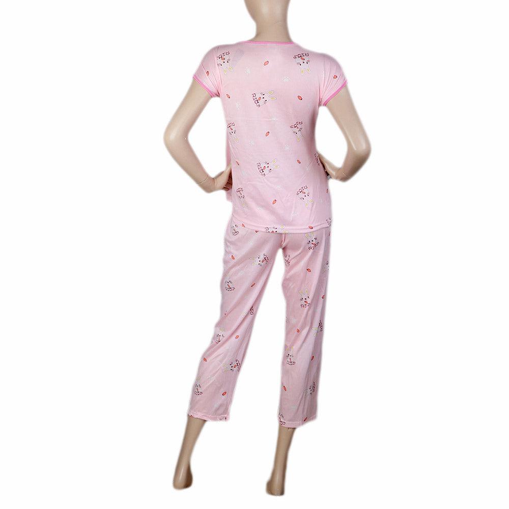 Women's 2 Piece Night Suit - Pink
