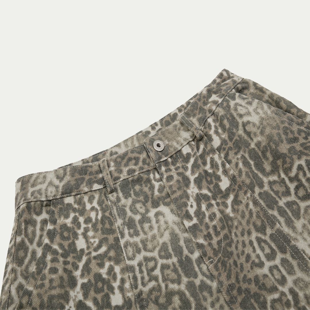 High Quality Original Design American Vintage Leopard Print Canvas Scimitar Pants Custom Men's Women's Streetwear Baggy Wide Leg