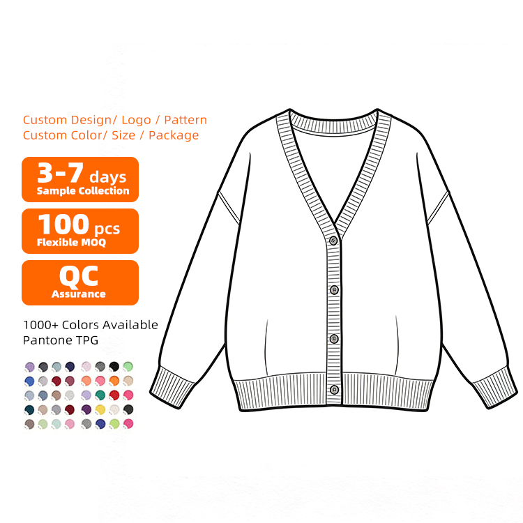 Wholesale Custom OEM &amp; ODM Women's Sweaters Long Sleeve Knitwear Ladies Shirt Spring Summer Knitted Cardigan Sweater for Women