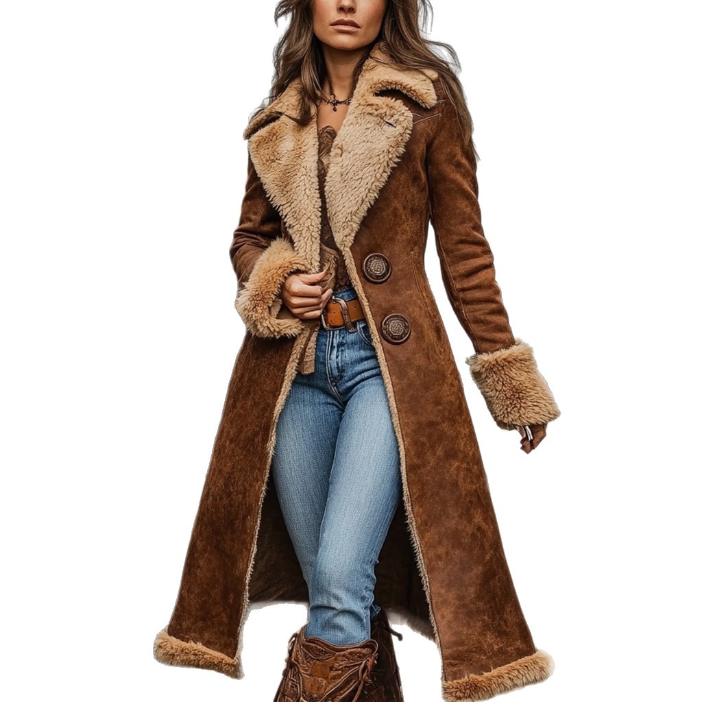 E-commerce European American Style Velvet Women's Western Retro Poncho Plush Autumn Winter Fashionable Warm Coat