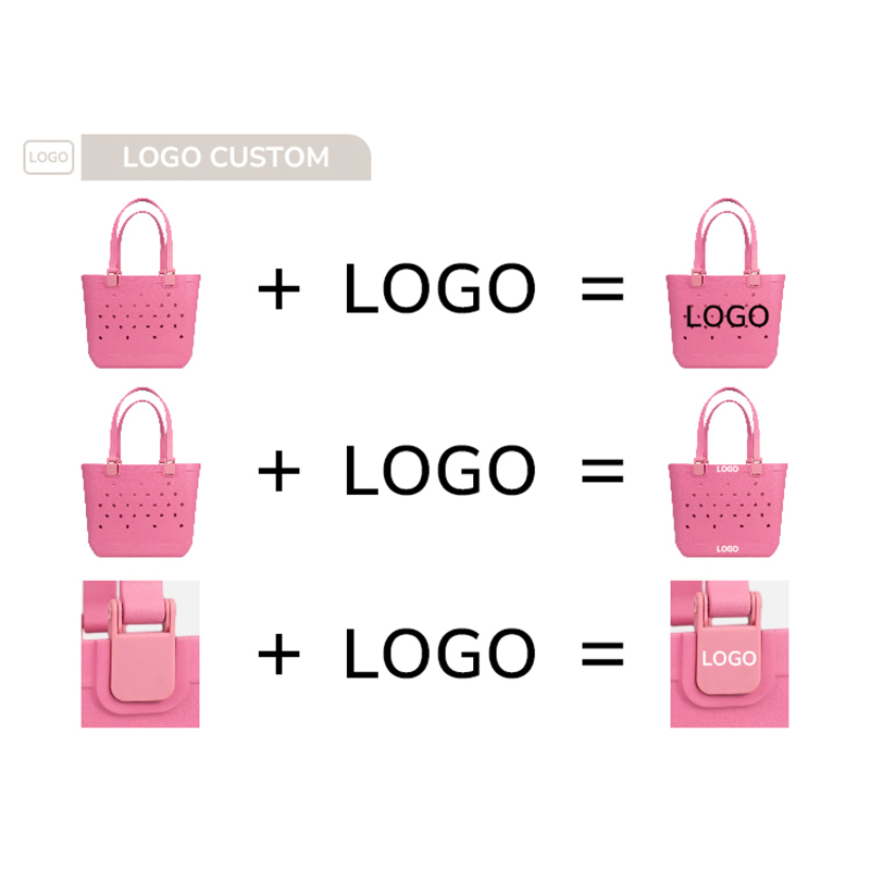 Custom Logo Women's Candy Color EVA Dot Designer Reusable Waterproof Soft Large Capacity Eco-Friendly Beach Tote Silicone