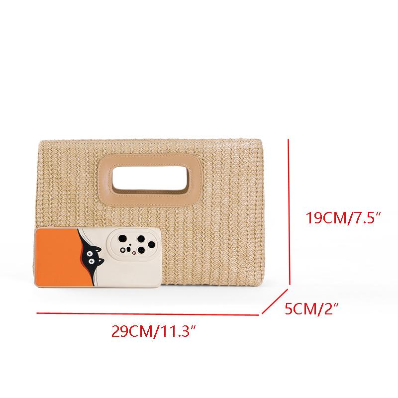 Luxury Eco-Friendly Women's Straw Handbag Ethnic Style Woven Purse for Casual Summer Vacation Evening Party Beach Portable