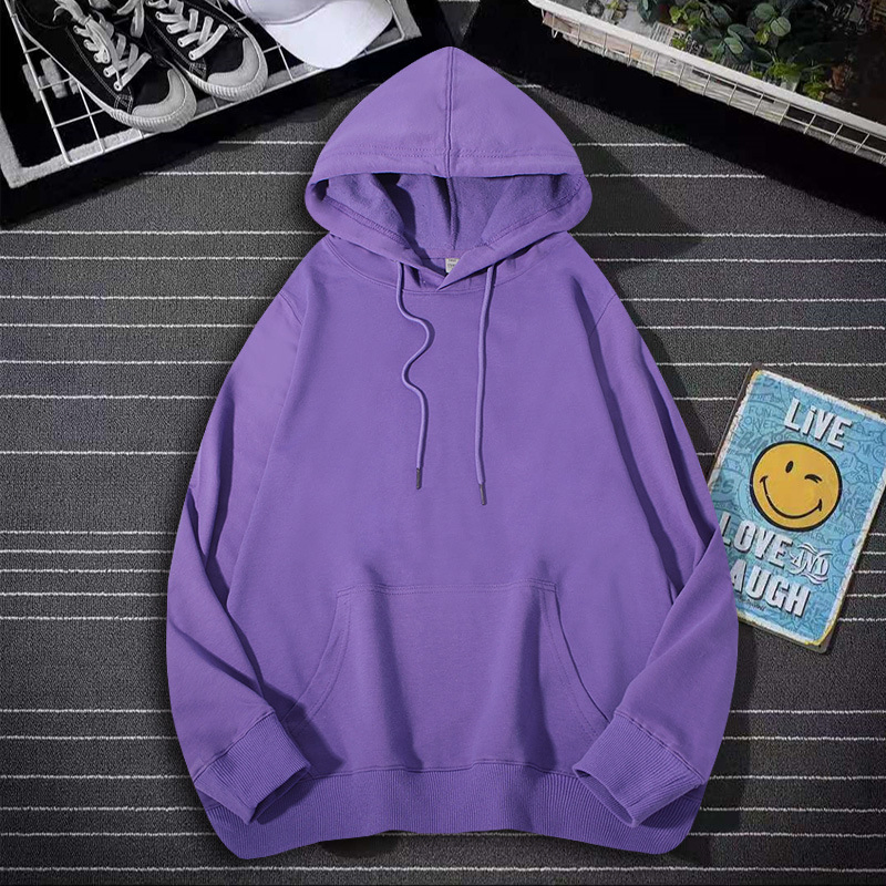 Fashion Men′ S Hoodies Spring and Autumn Loose Pure Color Pullover Sweatshirts Plus Size Men′ S Casual Hooded Comfortable Clothing