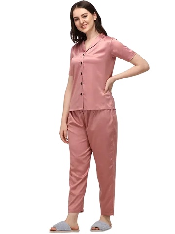Womens Sleepwear Set Soft Pajama Set with Short Sleeve Top and Pants Lightweight Nightwear Loungewear for Comfortable Sleep