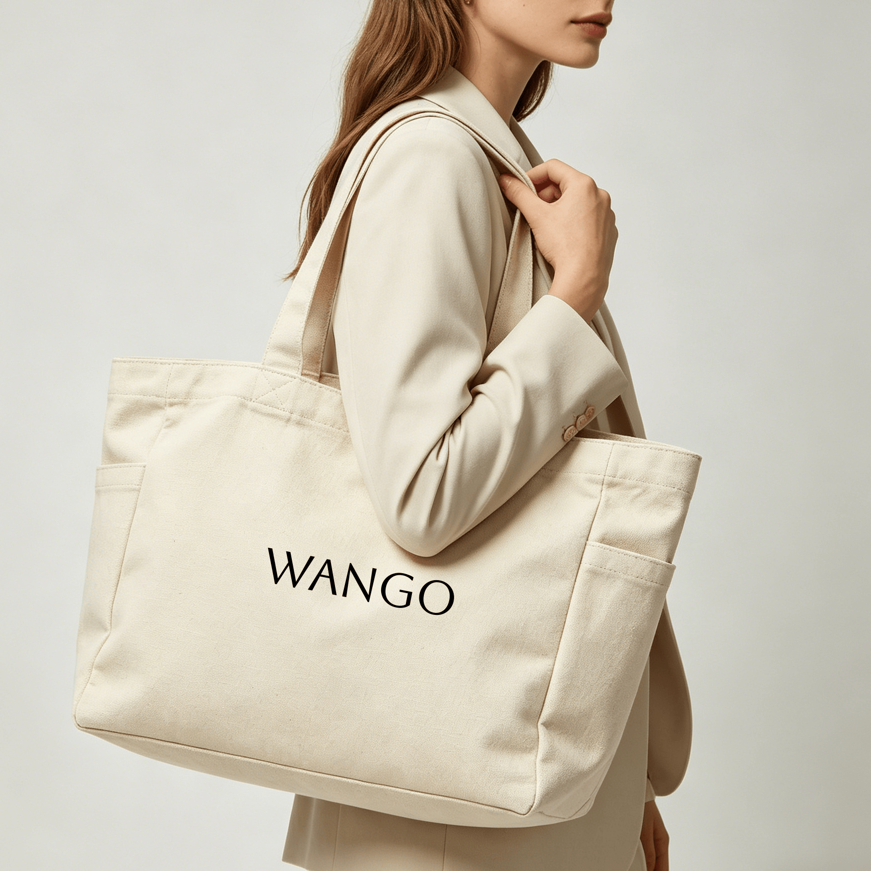 Custom Reusable Foldable Eco-friendly Shopping Bags with Logos Large Capacity Designer Canvas Women's Tote Bags for Daily Use