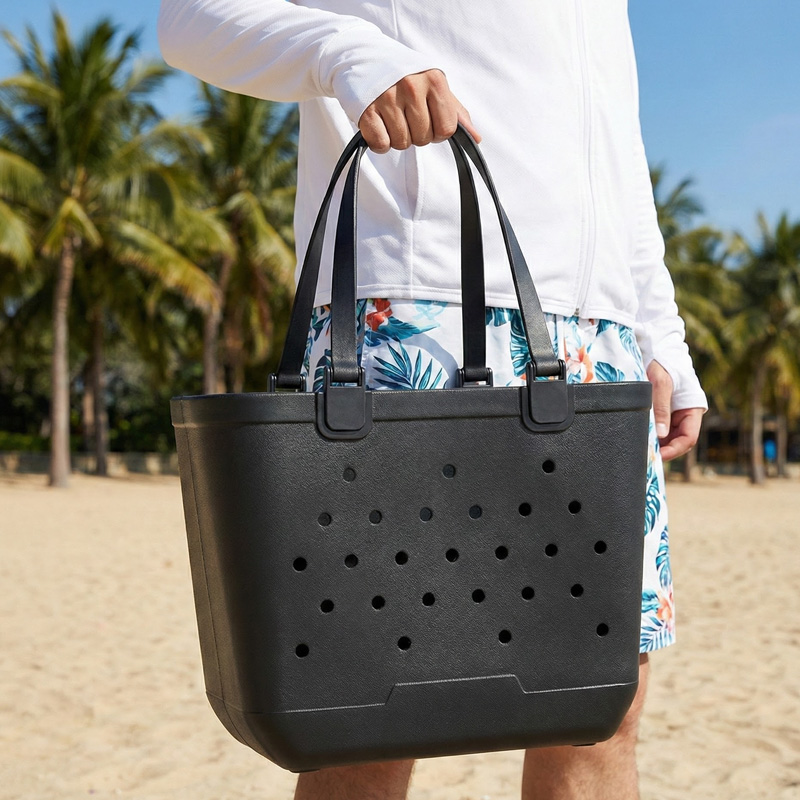 Custom Logo Women's Candy Color EVA Dot Designer Reusable Waterproof Soft Large Capacity Eco-Friendly Beach Tote Silicone