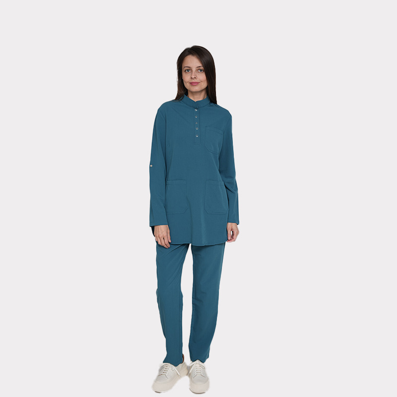 Modest Muslim Women's Long Sleeve Hospital Scrubs Comfortable Uniform for Medical Use